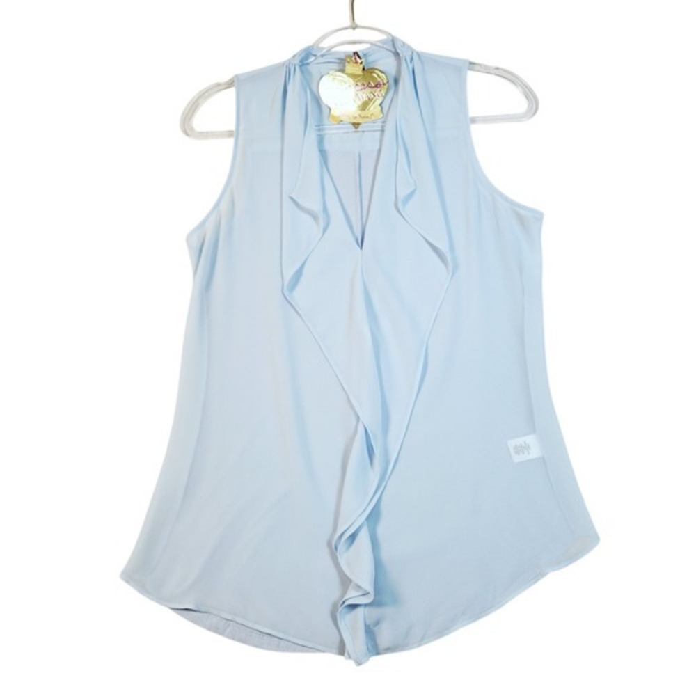 Princess Vera Wang Ruffle Top Women M Blue Sheer Front Kawaii Romantic
